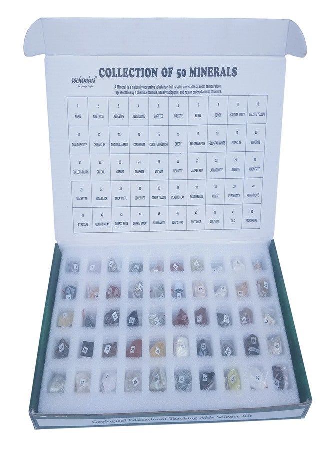 Rocksmins Collection of 100 Rocks & Minerals for Education RM100PT (50 Rocks + 50 Minerals) 2 Boxes 100 Handpicked Natural Specimens in Storage Tray for Education in Beautiful Colour Box for Geology - Image 4